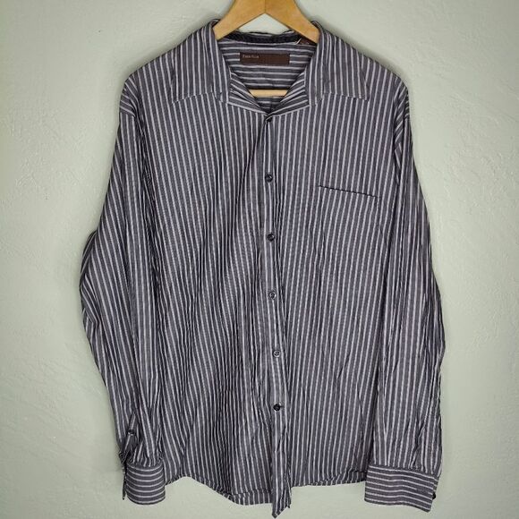 Perry Ellis Cotton Pinstripes Button Up Shirt - Picture 2 of 8